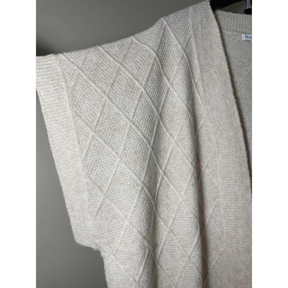 Beige Cardigan Vest Women's XL NorthStyle Cozy Knit Wool Blend Cottagecore - Picture 4 of 8